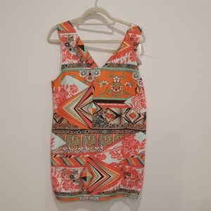 NWT MSGM Geometric Floral Mini Dress - Coral Multi Sise 44 Or Large